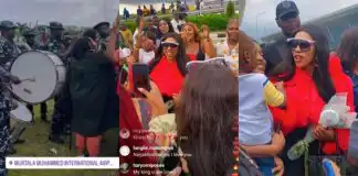 Video of Police band, fans trooping out to receive BBTitans’ Khosi as she arrives Nigeria stirs reactions
