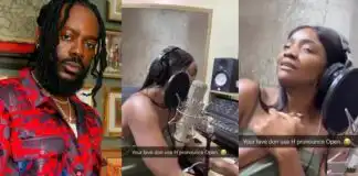Viral video of Adekunle Gold tackling Simi in the studio stirs reactions