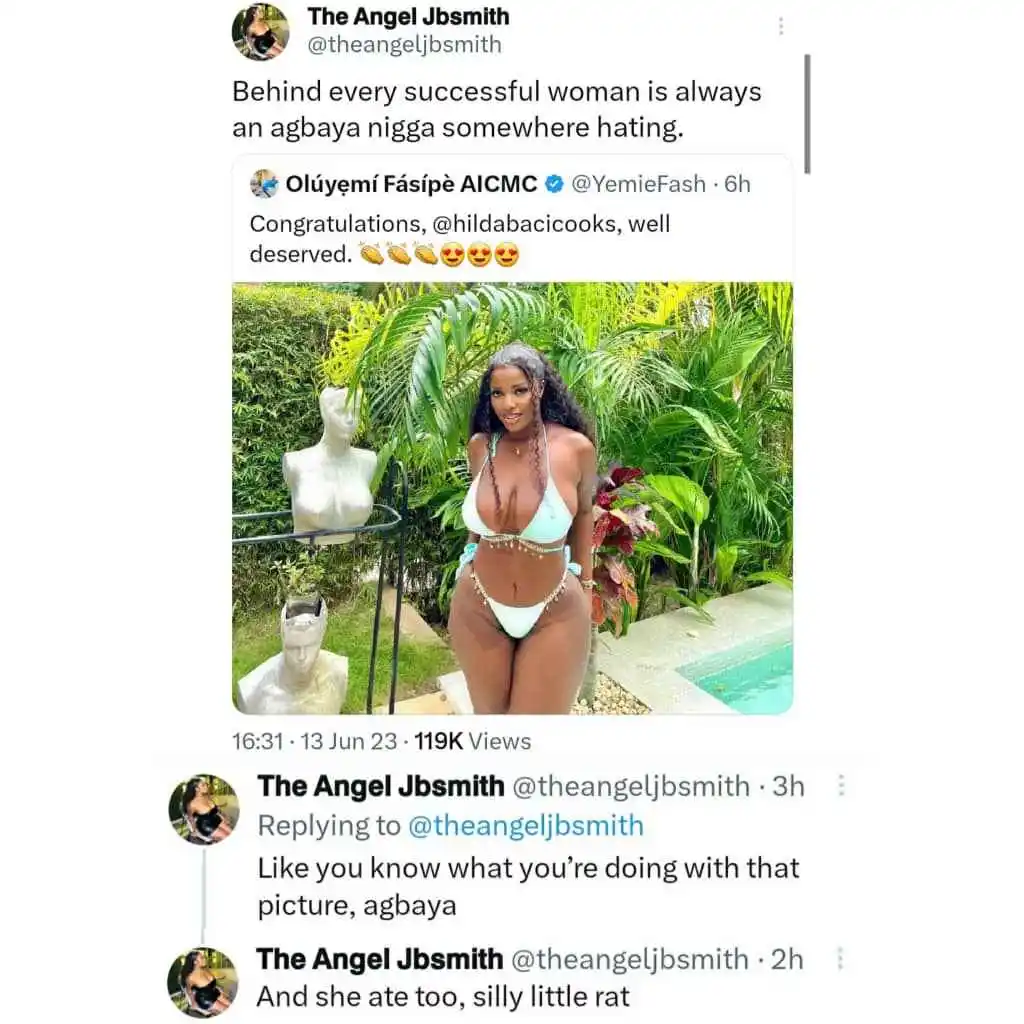 "Silly little rat" Big Brother’s ANGEL slams man who shared sultry PHOTO of HILDA BACI in a bikini while congratulating her 1 angel