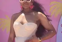 Fans React As 40-year-old Ebube Nwagbo Stuns In Short Gown To Idia Aisien’s Party