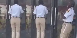 “OPM pastor don wise” – Reactions as another chicken republic security officer spotted dancing on duty (Video)