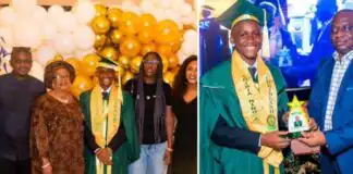 2face brother and mother celebrates his son with Sumbo on his graduation