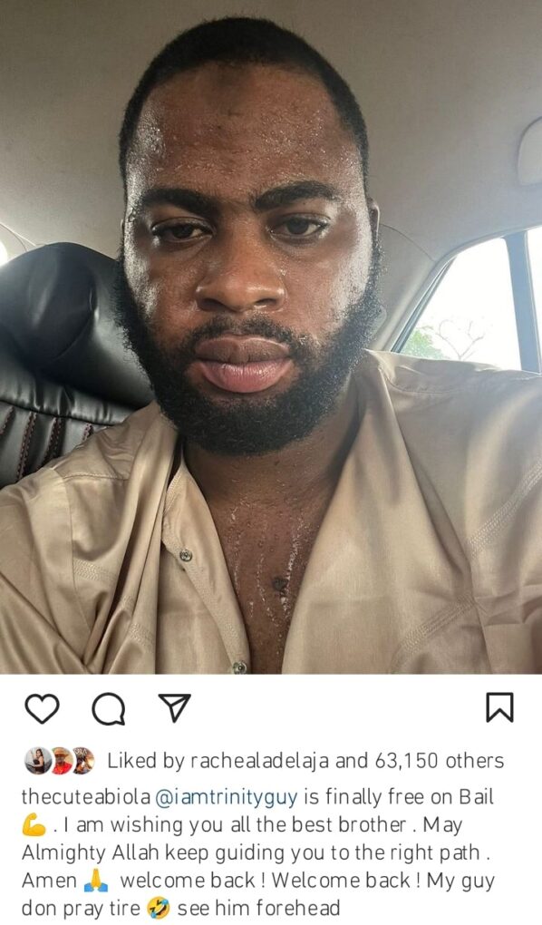 Cute Abiola rejoices as Trinity Guy regains freedom Kemi Filani blog min