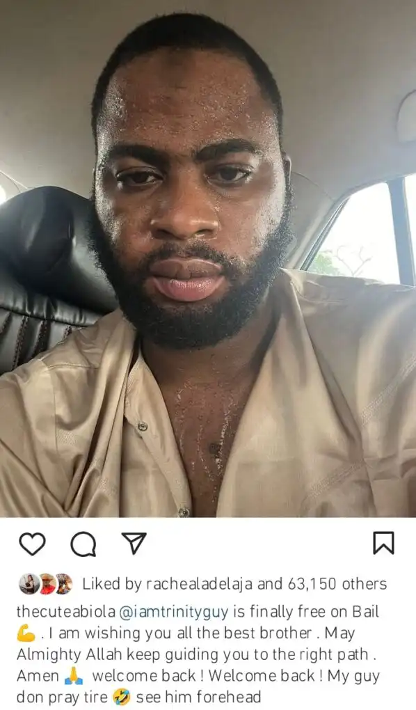 Cute Abiola rejoices as Trinity Guy regains freedom Kemi Filani blog min