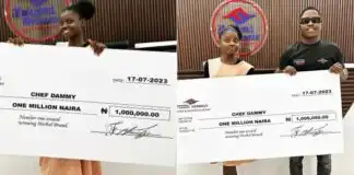 Jubilation as Chef Dammy receives N1 million from businessman (Photos)
