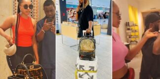 Olu Maintain treats Ayo Makun’s wife, Mabel to a shopping spree in Atlanta (Video)