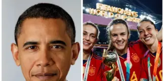 Barack Obama reacts after Spain defeated England 1-0 to win their 1st ever FIFA Women’s WC trophy