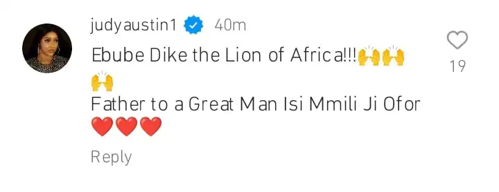 Father to a great man Judy Austin hails Pete Edochie