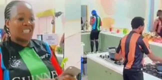 Omashola fires at Lucy as they fight over a plate of chicken (Video)