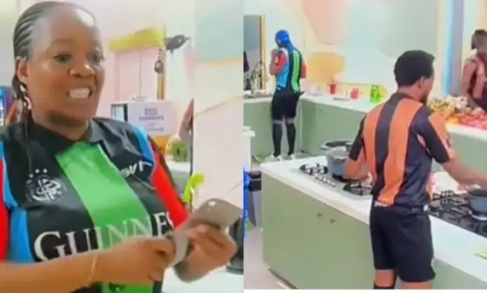 Omashola fires at Lucy as they fight over a plate of chicken (Video)