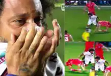 Moment Marcelo weeps profusely after breaking an opponent's leg during football match (Video)