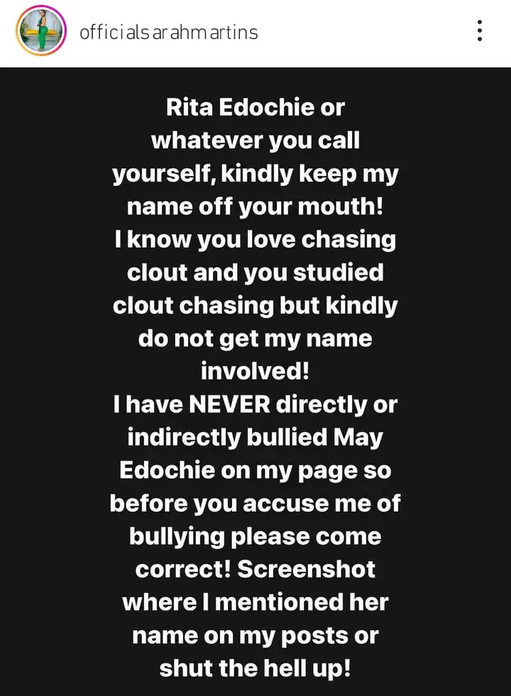 Stop chasing clout with my name Sarah Martins hits back at