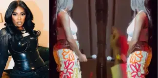 "See somebody's mum" - Reactions as Tiwa Savage inserts mic to her private on stage (Video)