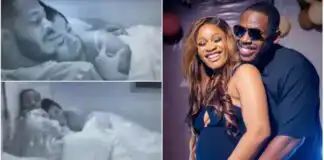 “Make hin wife no go get early labour” – Video of Frodd cuddling Mercy Eke, Angel in bed gets people talking