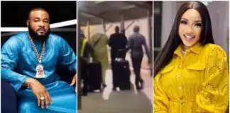 Mohbad: Tonto Dikeh Happily Welcomes Sam Larry Back Into Nigeria after police arrest