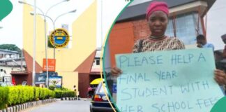 UNILAG Final Year Student Carries Placard on the Road, Begs for N225,000 School Fees