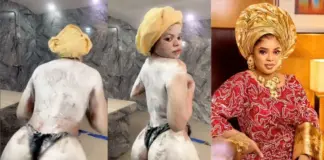 All I see is one elderly man- Bobrisky shows off his bare curves as he twerks in a spa (Video)