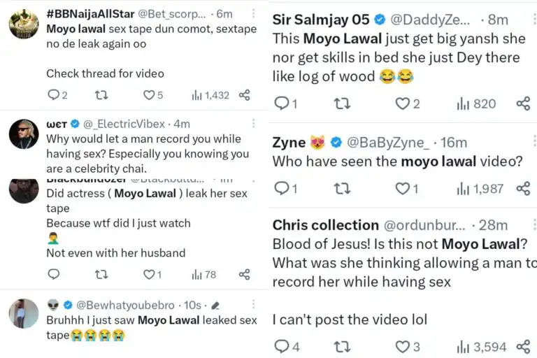 Netizens react as Moyo Lawal sex tape hit the internet