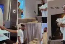 Emotional moment Prince Enwerem visits Frodd’s house, blesses newborn daughter and gifts wife dollar