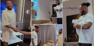 Emotional moment Prince Enwerem visits Frodd’s house, blesses newborn daughter and gifts wife dollar