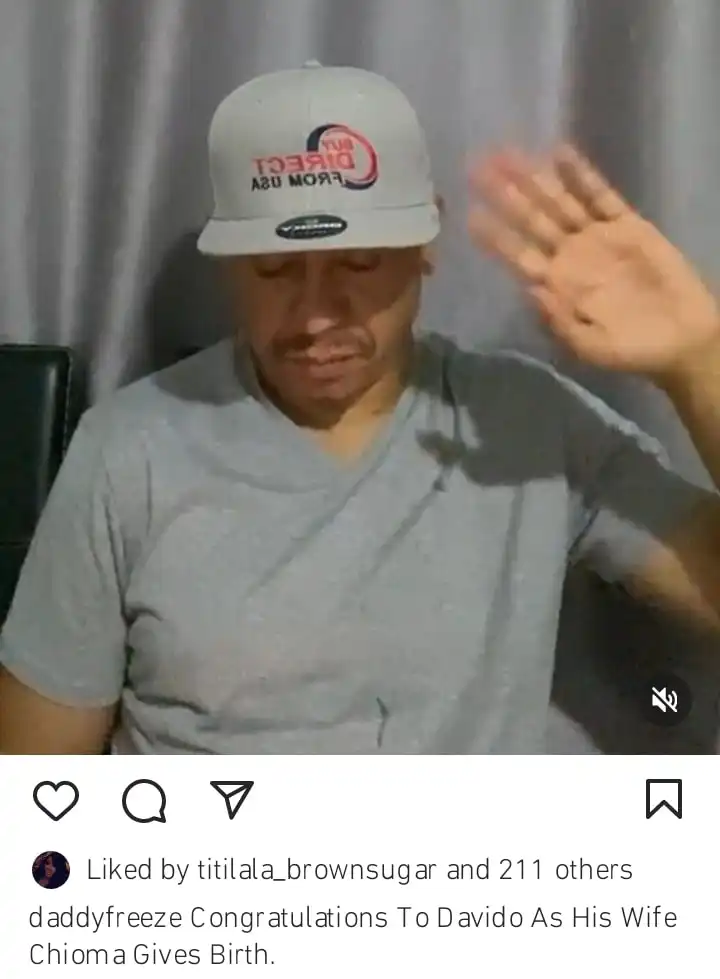 Daddy Freeze congratulate Davido and Chioma on the birth of their twins Kemi