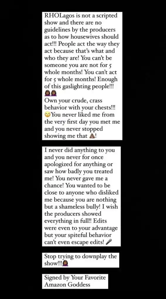Enough of the gaslighting and own your crude behavior with your full chest Faith Morey slams Iyabo Ojo Kemi Filani blog min