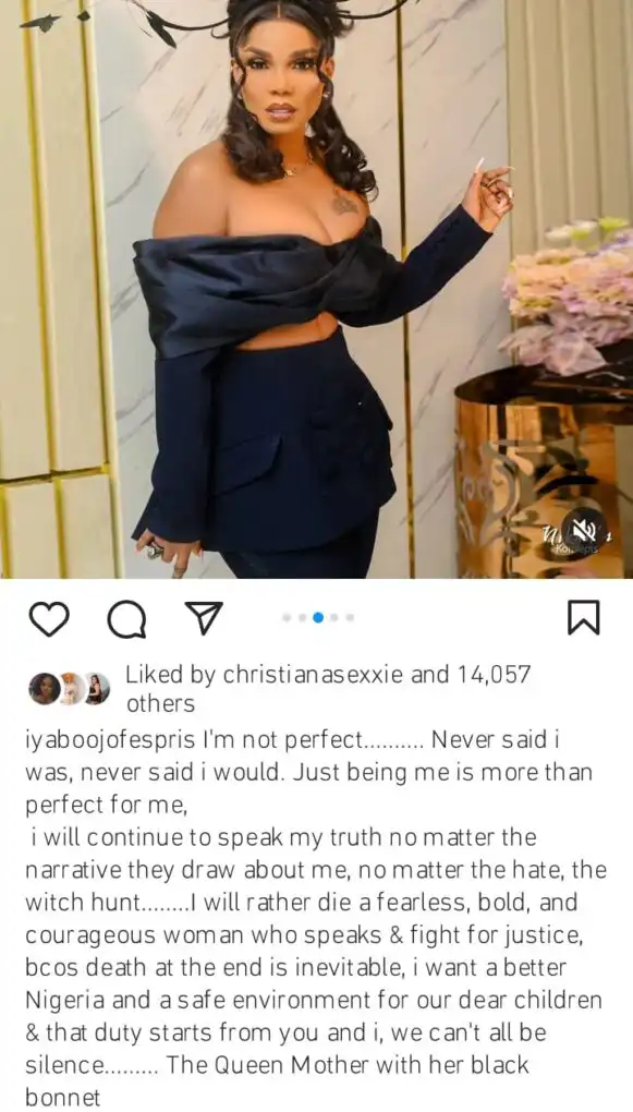 I am not perfect and I will continue to speak my truth Iyabo Ojo