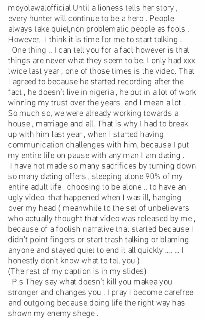 I only had sex twice last year and agreed to film the tape with my ex Moyo Lawal reveals Kemi Filani blog min
