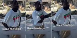 “Wetin you do this time ?” – Rare video of Davido seen wearing towel and kneeling while begging (Video)