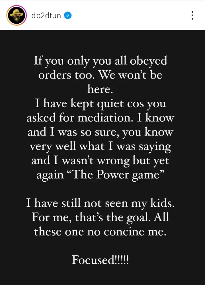 Just let me see my kids Do2dtun reacts as court refrains from defaming Dbanj Kemi Filani blog min