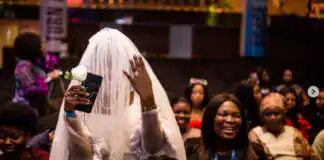 Nathaniel Bassey’s Hallelujah Challenge: Single ladies storm Eko Hotel in wedding gowns (photos)