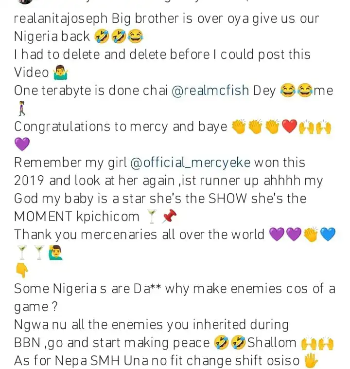 She is the star the show and the moment Anita Joseph applauds Mercy Eke amid her los