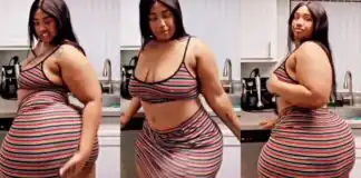 In a recent video that has been making rounds on social media, a lady with voluptuous curves confidently flaunts her backside while exclaiming, “My back is heavy.” The video showcases her embracing her unique body shape and celebrating her curves. This display of self-confidence and body positivity has garnered attention and praise from viewers all over. It is refreshing to see individuals embracing their bodies, regardless of societal norms or expectations. This lady’s boldness serves as a reminder that beauty comes in all shapes and sizes. Rather than conforming to unrealistic standards, she proudly displays her natural assets and encourages others to do the same. The video also highlights the importance of self-acceptance and self-love. Watch the video below.