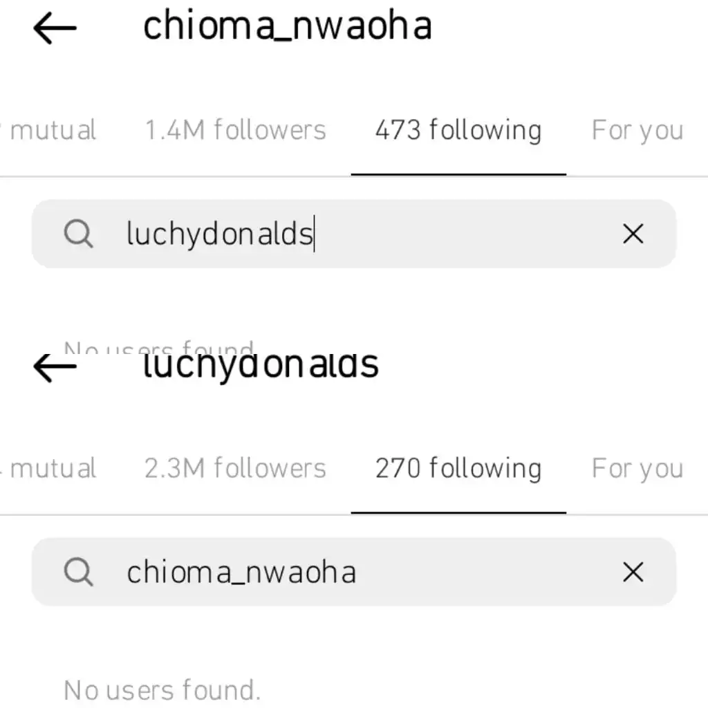 Chioma Nwaoha and Luchy Donalds unfollow each other on Instagram Kemi Filani blog min
