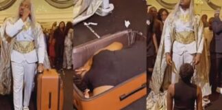 Outrage as Pretty Mike of Lagos arrives event with a girl in a suitcase (Video)