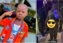 “Just have this money” – Buzz as uniformed men spotted escorting and safeguarding Kiriku at his 9th birthday party (Video)
