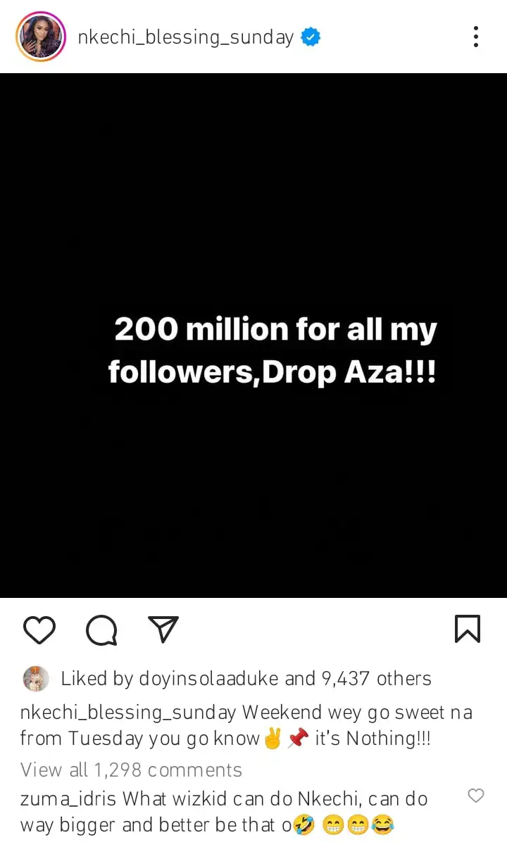 Nkechi Blessing announces N200 million giveaway for her Instagram followers Kemi Filani blog min