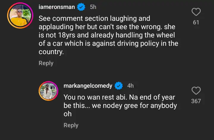 "You go rest abi?" - Mark Angel fires back at critics of Emanuella driving car 1 Screenshot 20231222 174657