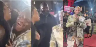Watch Touching Moment Tiwa Savage, Portable bumped into each other, shared warm hug at British Fashion Awards