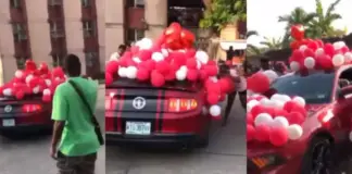 “God when” – Moment man gifts his UNILAG babe a Mustang (video)