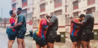 Nkechi Blessing share romantic moments with her lover, Xxssive playing under the rain (video)