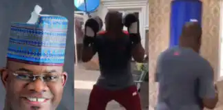 Yahaya Bello displays boxing skills