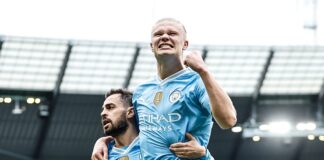 Man City thrash Wolves 5-1, Haaland Scores 4 to keep pace with Arsenal