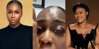 Lilian Afegbai weeps profusely as she congratulates her colleague, Kehinde Bankole over her AMVCA win; she reacts (Video)