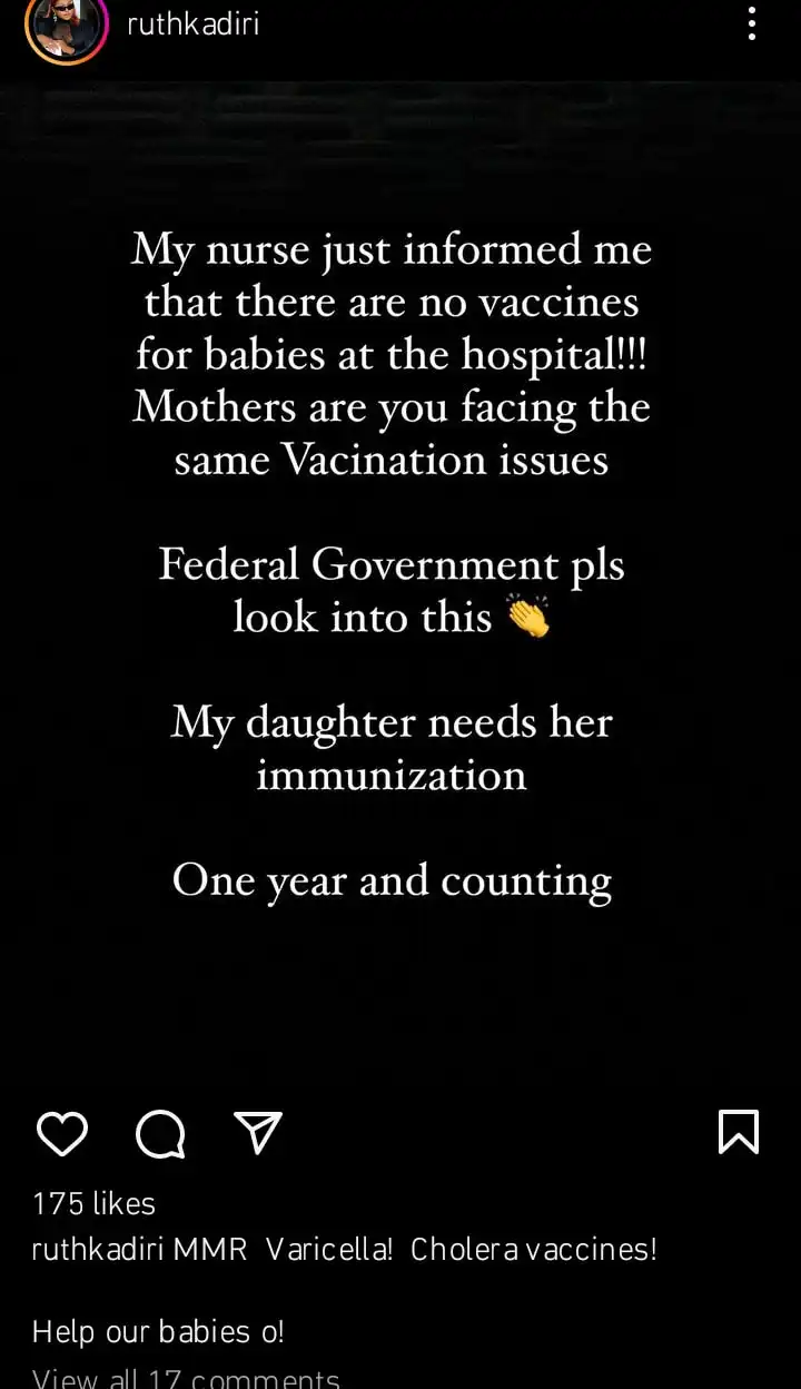My daughter needs her immunization Ruth Kadiri makes an appeal to the government over lack of vaccine for babies Kemi Filani blog min