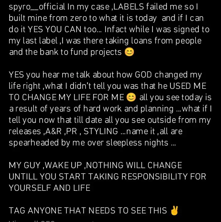 Signing with the biggest label and artiste doesnt guarantee success Spyro tells upcoming artistes Kemi Filani blog 1 min