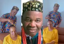 Fans reacts to cute video of Chiwetalu Agu making wife’s hair