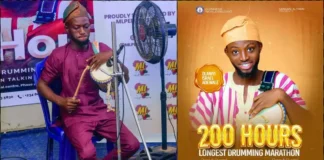 Drumming Marathon: FUOYE student completes 200-hour record attempt