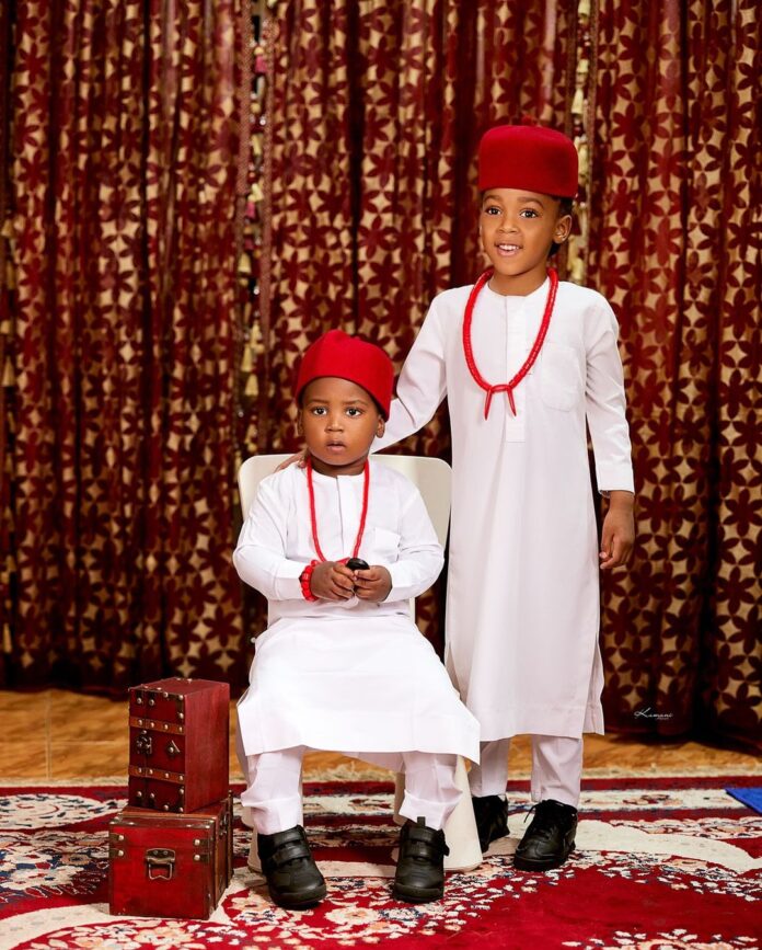 Regina Daniels celebrates sons on their birthday