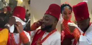 Emotional moment Davido broke into tears on his wedding day, his groomsmen cheer him up (Video)